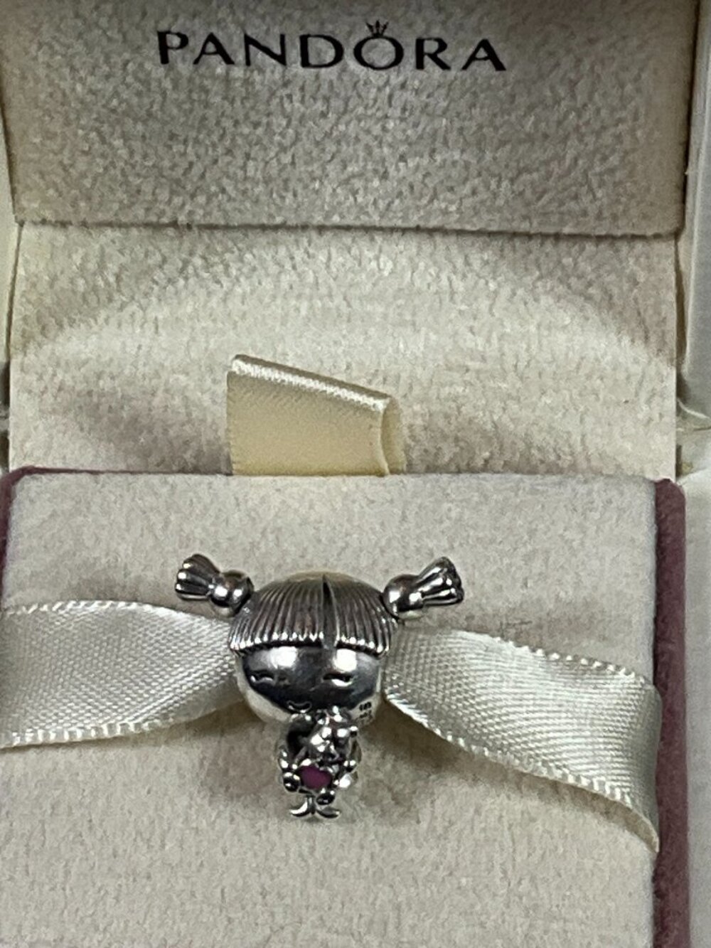 NWOT PANDORA Sterling Silver Girl With Pigtails Family Charm 798016EN160